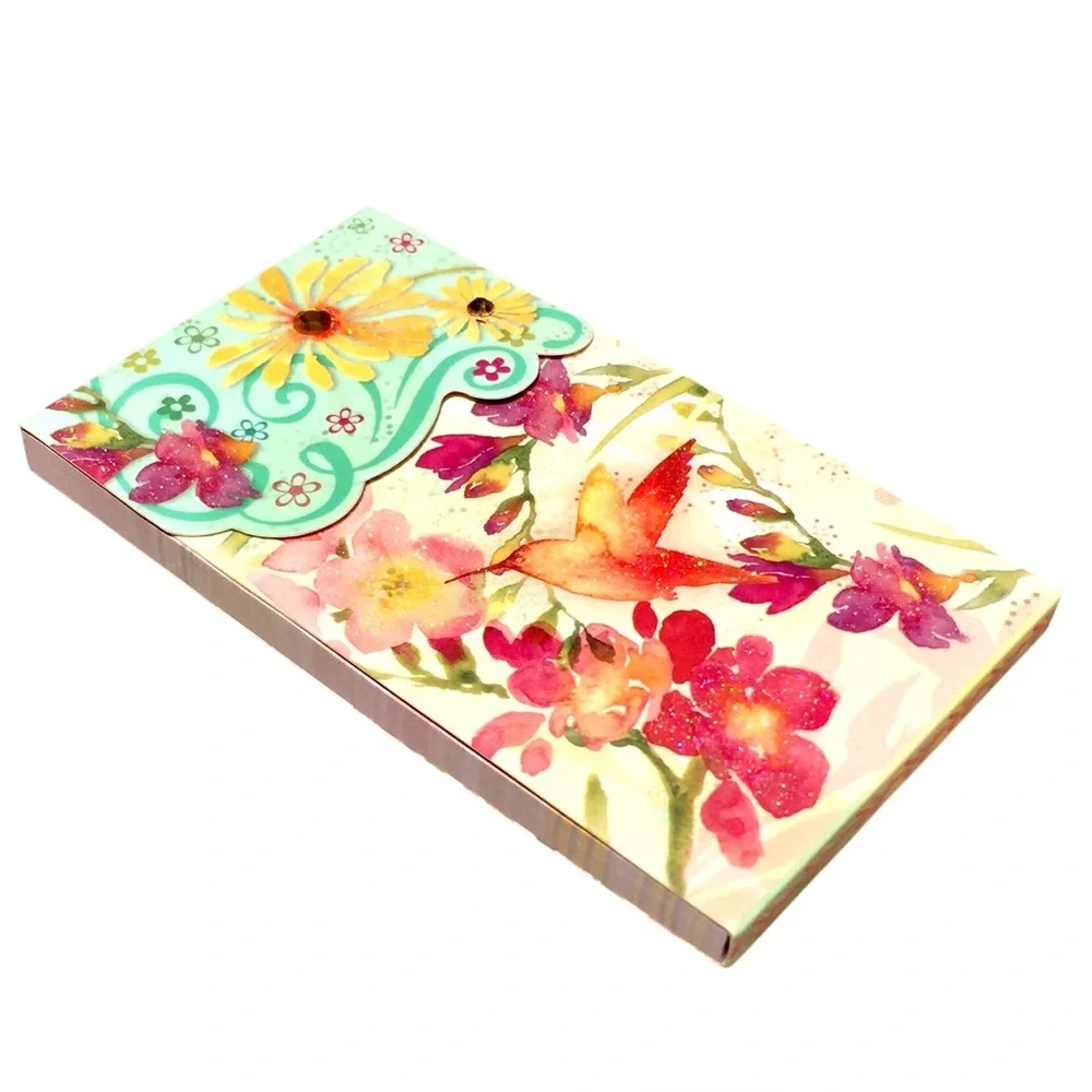 Punch Studio Embellished Long Notepad: Glittered Hummingbird (95141)